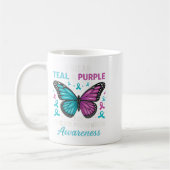 Ich trage Aquamarinen &amp; Lila für die Suizidprä Kaffeetasse (Links)