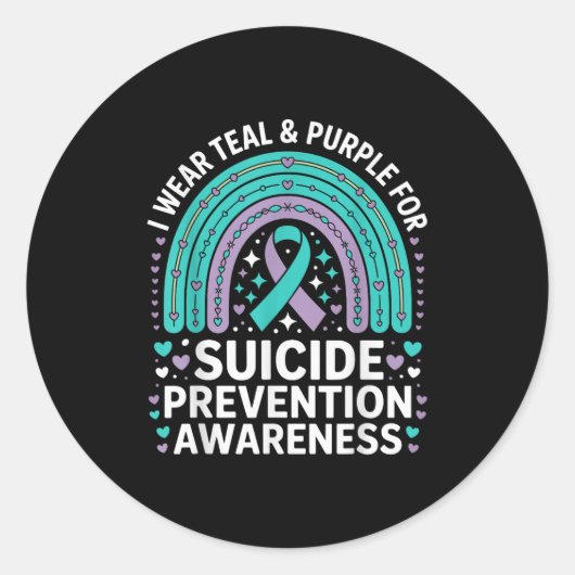 Ich trage Aquamarinen & Lila für die Suizidprä Runder Aufkleber (Vorderseite)