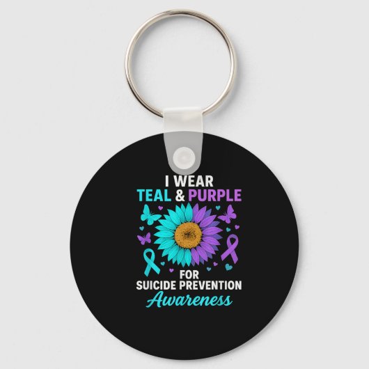Ich trage Aquamarinen & Lila für die Suizidprä Schlüsselanhänger (Vorderseite)