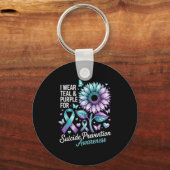 Ich trage Aquamarinen & Lila für die Suizidprä Schlüsselanhänger (Vorderseite)