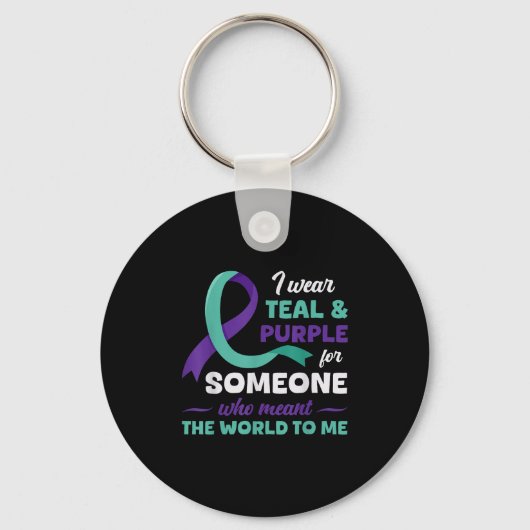 Ich trage Aquamarinen & Lila für die Suizidprä Schlüsselanhänger (Vorderseite)