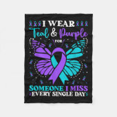 Ich trage Aquamarinen & Lila für jemanden, den Fleecedecke (Vorderseite)