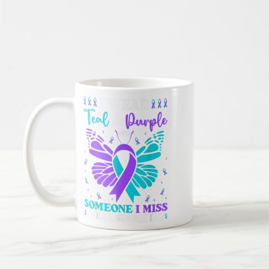 Ich trage Aquamarinen & Lila für jemanden, den Kaffeetasse (Links)