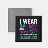 Ich trage Aquamarinen & Lila für jemanden, der Magnet (Vorderseite/Rückseite)