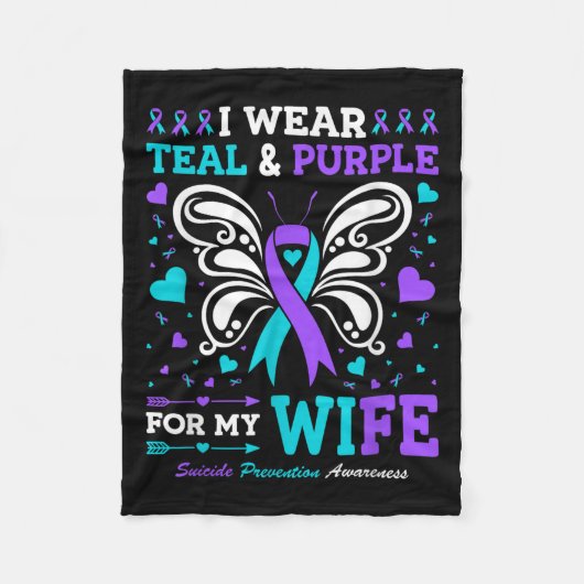 Ich trage Aquamarinen & Lila für meine Ehefrau Fleecedecke (Vorderseite)