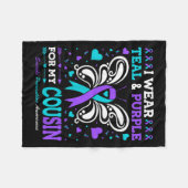 Ich trage Aquamarinen &amp; Lila für meinen Cousin Fleecedecke (Vorderseite (Horizontal))