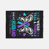 Ich trage Aquamarinen &amp; Lila für meinen Mann Fleecedecke (Vorderseite (Horizontal))