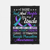 Ich trage Aquamarinen & Lila für meinen Onkel Fleecedecke (Vorderseite)