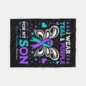 Ich trage Aquamarinen &amp; Lila für meinen Sohn Fleecedecke (Vorderseite (Horizontal))