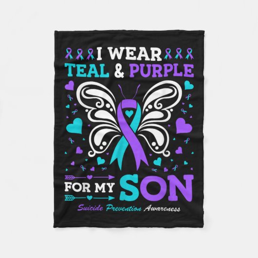 Ich trage Aquamarinen &amp; Lila für meinen Sohn Fleecedecke (Vorderseite)