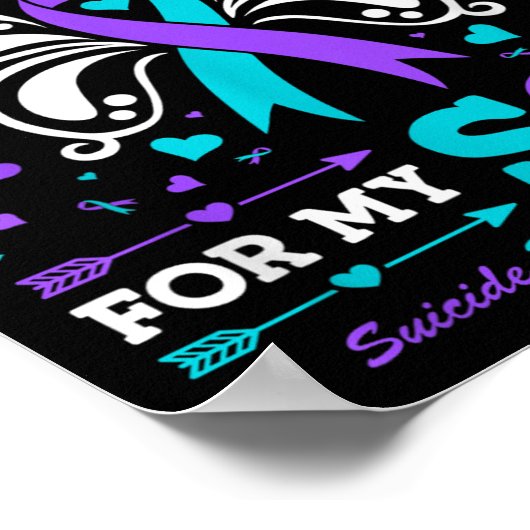 Ich trage Aquamarinen & Lila für meinen Sohn Poster (Ecke)