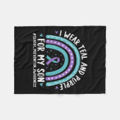 Ich trage Aquamarinen & Lila für meinen Sohn S Fleecedecke (Vorderseite (Horizontal))