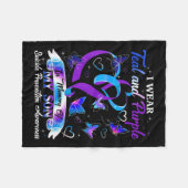 Ich trage Aquamarinen & Lila für meinen Sohn S Fleecedecke (Vorderseite (Horizontal))