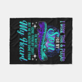 Ich trage Aquamarinen &amp; Lila für meinen Sohn S Fleecedecke (Vorderseite (Horizontal))