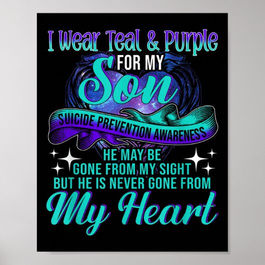 Ich trage Aquamarinen & Lila für meinen Sohn S Poster (Vorne)