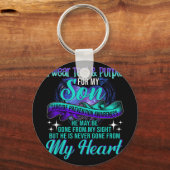 Ich trage Aquamarinen & Lila für meinen Sohn S Schlüsselanhänger (Vorderseite)