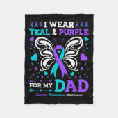 Ich trage Aquamarinen & Lila für meinen Vater Fleecedecke (Vorderseite)