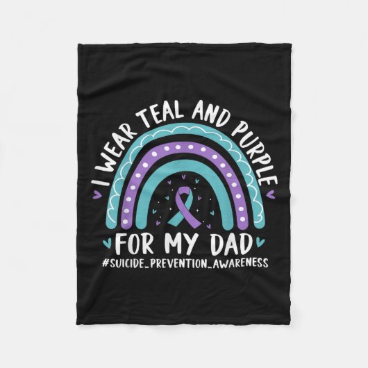 Ich trage Aquamarinen &amp; Lila für meinen Vater  Fleecedecke (Vorderseite)