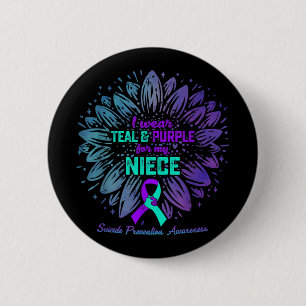 Ich trage Aquamarinen &amp; Lila für Niece Suicide Button