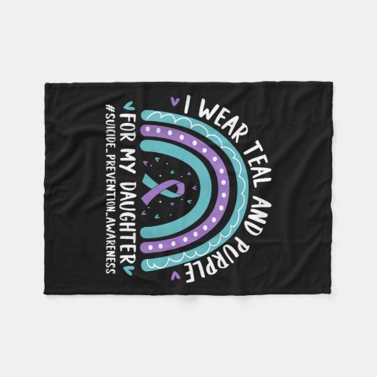 Ich trage Aquamarinen &amp; Lila für Tochter Suizi Fleecedecke (Vorderseite (Horizontal))