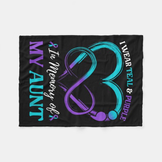 Ich trage Aquamarinen & Lila im Gedächtnis mei Fleecedecke (Vorderseite (Horizontal))