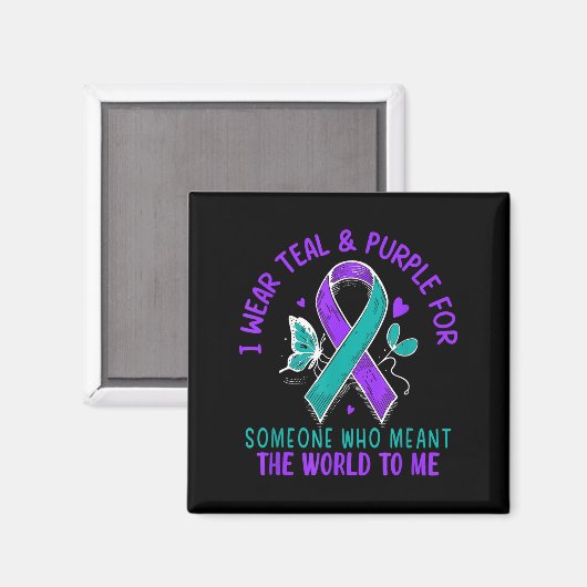 Ich trage Aquamarinen & Lila oder jemand Suici Magnet (Vorderseite/Rückseite)