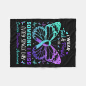 Ich trage Aquamarinen &amp; Lila Schmetterlingssui Fleecedecke (Vorderseite (Horizontal))