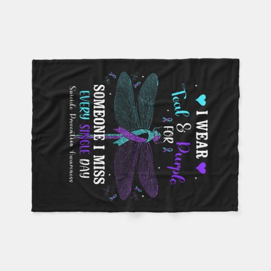 Ich trage Aquamarinen & amp; Lila Suizidprävention Fleecedecke (Vorderseite (Horizontal))