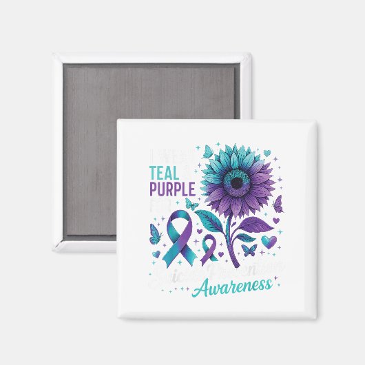 Ich trage Aquamarinen & amp; Lila Suizidprävention Magnet (Vorderseite/Rückseite)