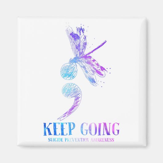 Ich trage Aquamarinen & amp; Lila Suizidprävention Magnet (Vorne)