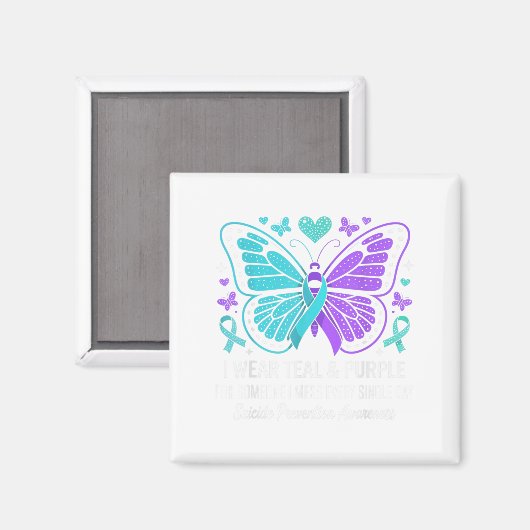 Ich trage Aquamarinen & amp; Lila Suizidprävention Magnet (Vorderseite/Rückseite)