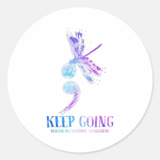Ich trage Aquamarinen & amp; Lila Suizidprävention Runder Aufkleber (Vorderseite)