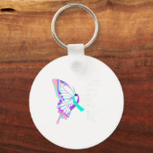 Ich trage Aquamarinen & amp; Lila Suizidprävention Schlüsselanhänger (Vorderseite)