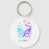 Ich trage Aquamarinen und Amp; Lila in Erinnerung Schlüsselanhänger (Vorderseite)