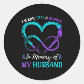 Ich trage Aquamarinen und hoch; Lila in Erinnerung Runder Aufkleber (Vorderseite)