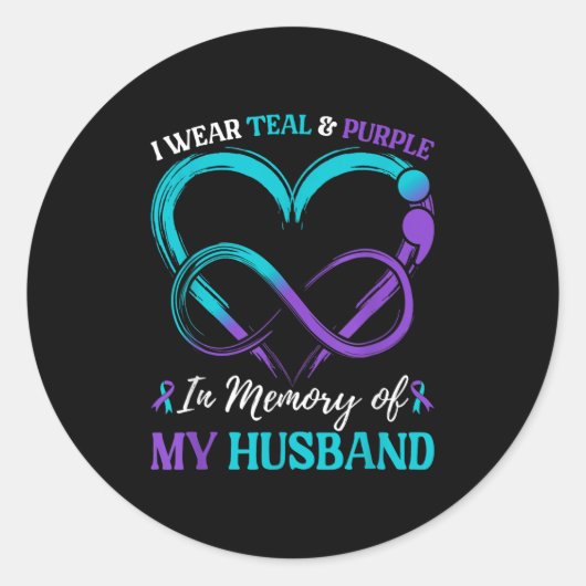 Ich trage Aquamarinen und hoch; Lila in Erinnerung Runder Aufkleber (Vorderseite)