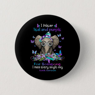 Ich trage Aquamarinen und Lila Selbstmordbewusstse Button