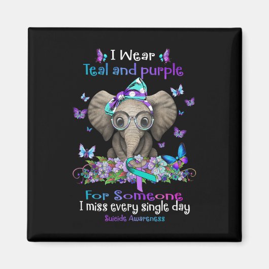 Ich trage Aquamarinen und Lila Selbstmordbewusstse Magnet (Vorne)