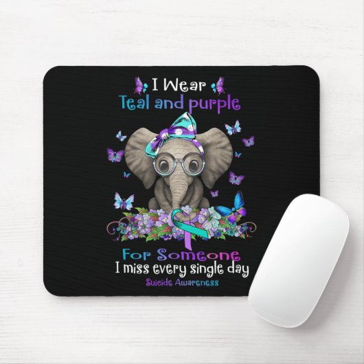 Ich trage Aquamarinen und Lila Selbstmordbewusstse Mousepad (Mit Mouse)