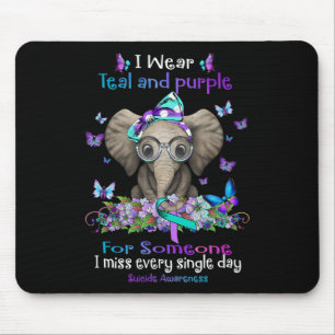 Ich trage Aquamarinen und Lila Selbstmordbewusstse Mousepad