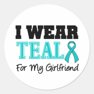 Ich trage aquamarines Band für meine Freundin Runder Aufkleber