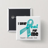 Ich trage Aquamarines Band für mich Button (Vorne & Hinten)