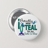 Ich trage aquamarines für meinen Eierstockkrebs Button (Vorne & Hinten)