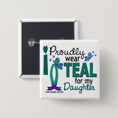 Ich trage aquamarines für meinen Eierstockkrebs Button (Vorne & Hinten)