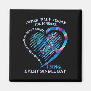 Ich trage Aquamarines und Lila Heart Suicide Preve Magnet