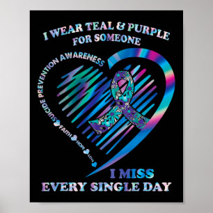 Ich trage Aquamarines und Lila Heart Suicide Preve Poster