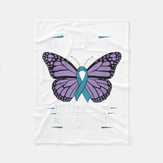 Ich trage Aquamarines und Lila Selbstmordbewusstse Fleecedecke (Vorderseite)