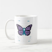 Ich trage Aquamarines und Lila Selbstmordbewusstse Kaffeetasse (Links)