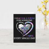 Ich trage Aquamarines und Lila Selbstmordbewusstse Karte (Gelbe Blume)