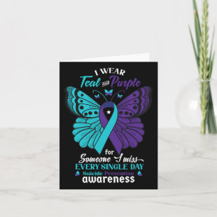 Ich trage Aquamarines und Lila Selbstmordbewusstse Karte